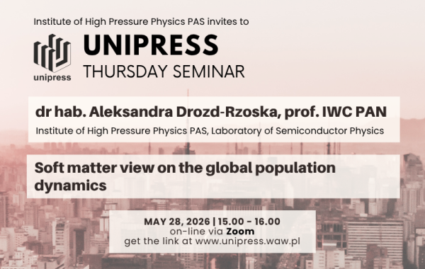 Seminarium Instytutowe - 28 maja 2026 - dr hab. Aleksandra Drozd-Rzoska, prof. IWC PAN