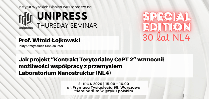 Institute Thursday Seminar - 2 July 2026 - prof. Witold Łojkowski